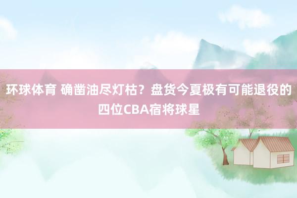 环球体育 确凿油尽灯枯？盘货今夏极有可能退役的四位CBA宿将球星