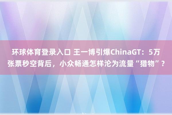 环球体育登录入口 王一博引爆ChinaGT：5万张票秒空背后，小众畅通怎样沦为流量“猎物”？