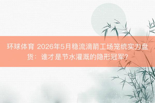 环球体育 2026年5月稳流滴箭工场笼统实力盘货：谁才是节水灌溉的隐形冠军？